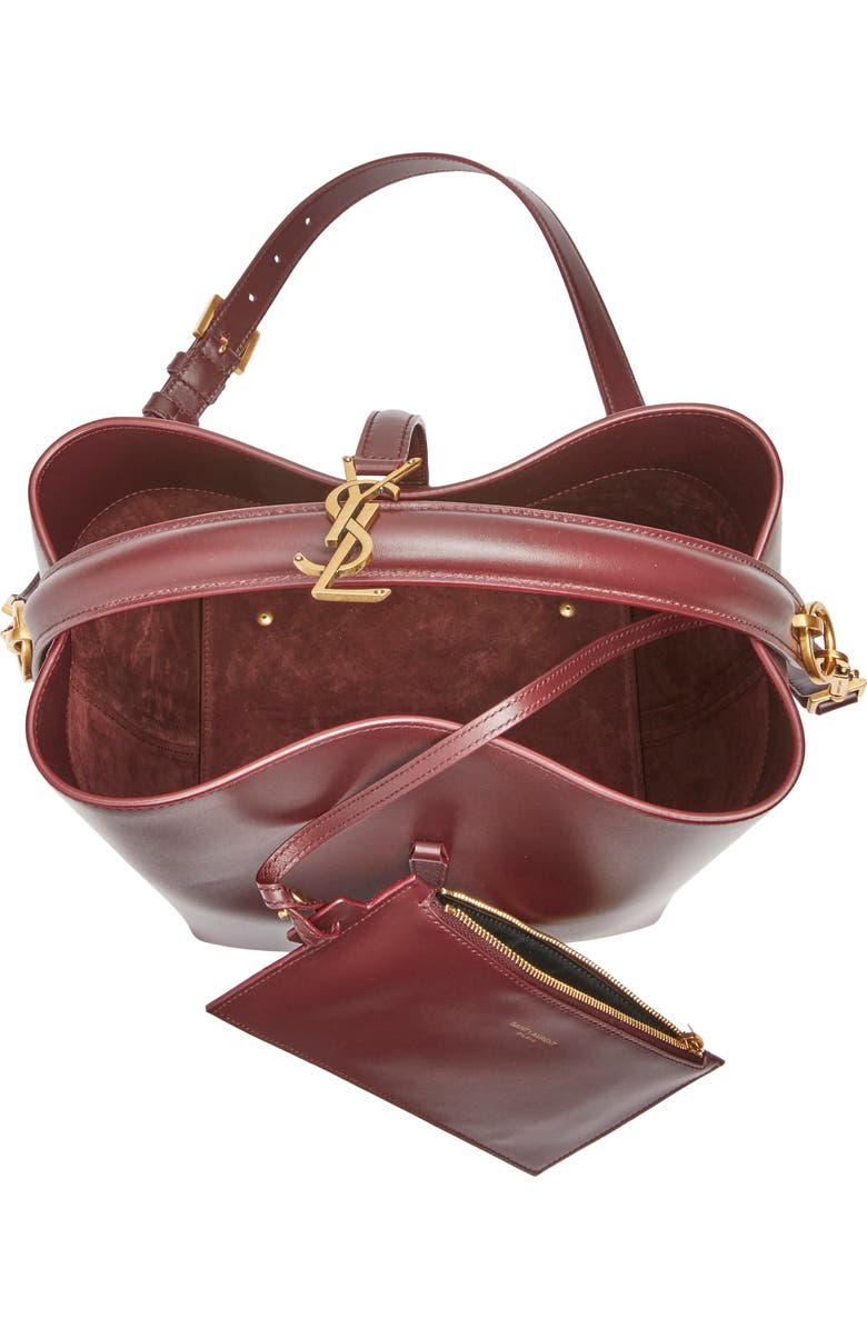 Saint Laurent Le 37 Leather Bucket Bag, Alternate, color, Rouge Cabernet