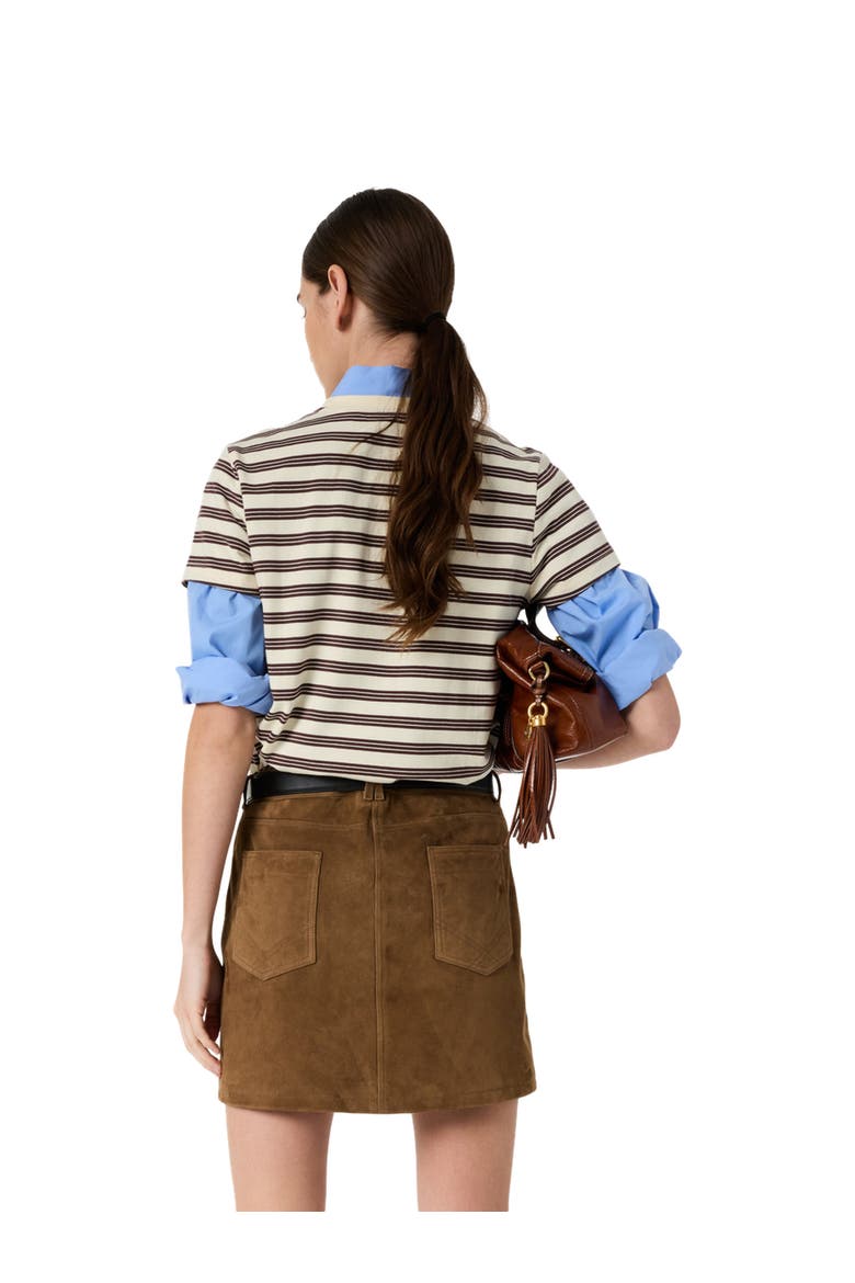 Maysane Crew Neck Striped T-Shirt, Alternate, color, Brown