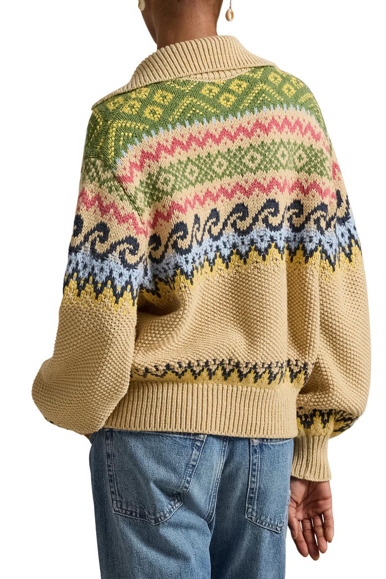 Fair Isle Cotton & Wool Blend Sweater, Alternate, color, TAN MULTI