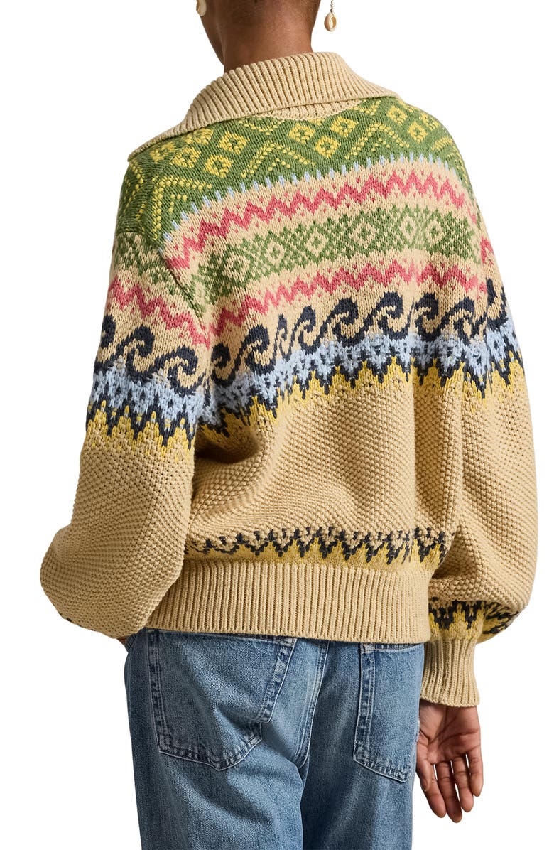 Polo Ralph Lauren Fair Isle Cotton & Wool Blend Sweater, Alternate, color, Tan Multi