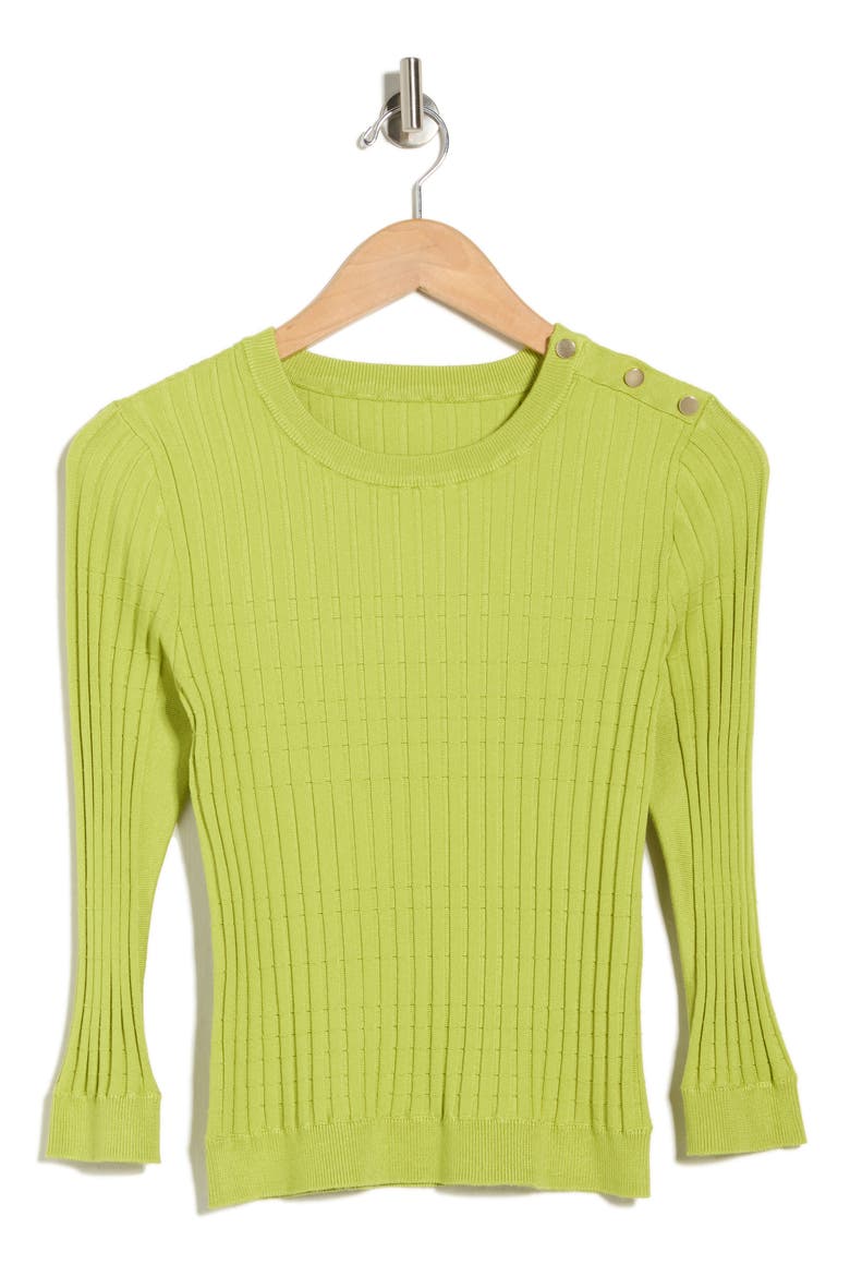 Button Shoulder Rib Knit Sweater, Alternate, color, BRIGHT CHARTREUSE