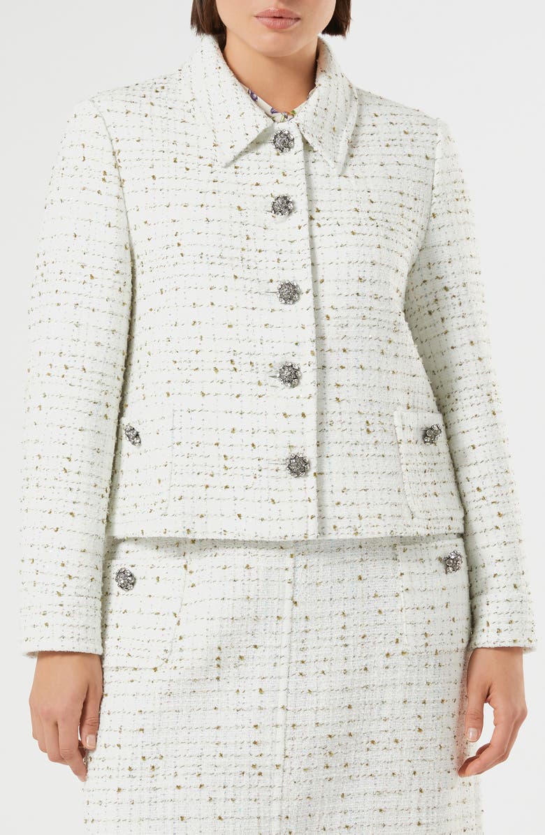Marina Rinaldi Trionfo Tweed Jacket, Main, color, White