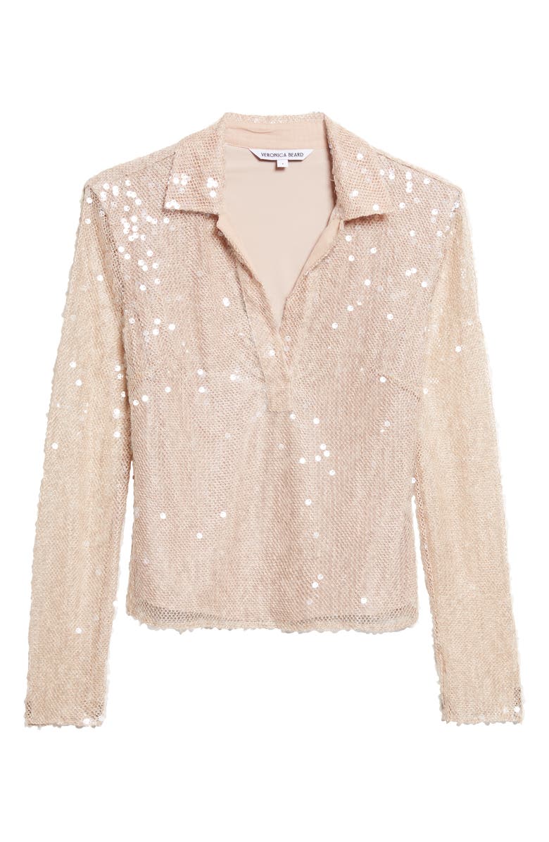 Veronica Beard Meryl Sequin Top, Main, color, Champagne
