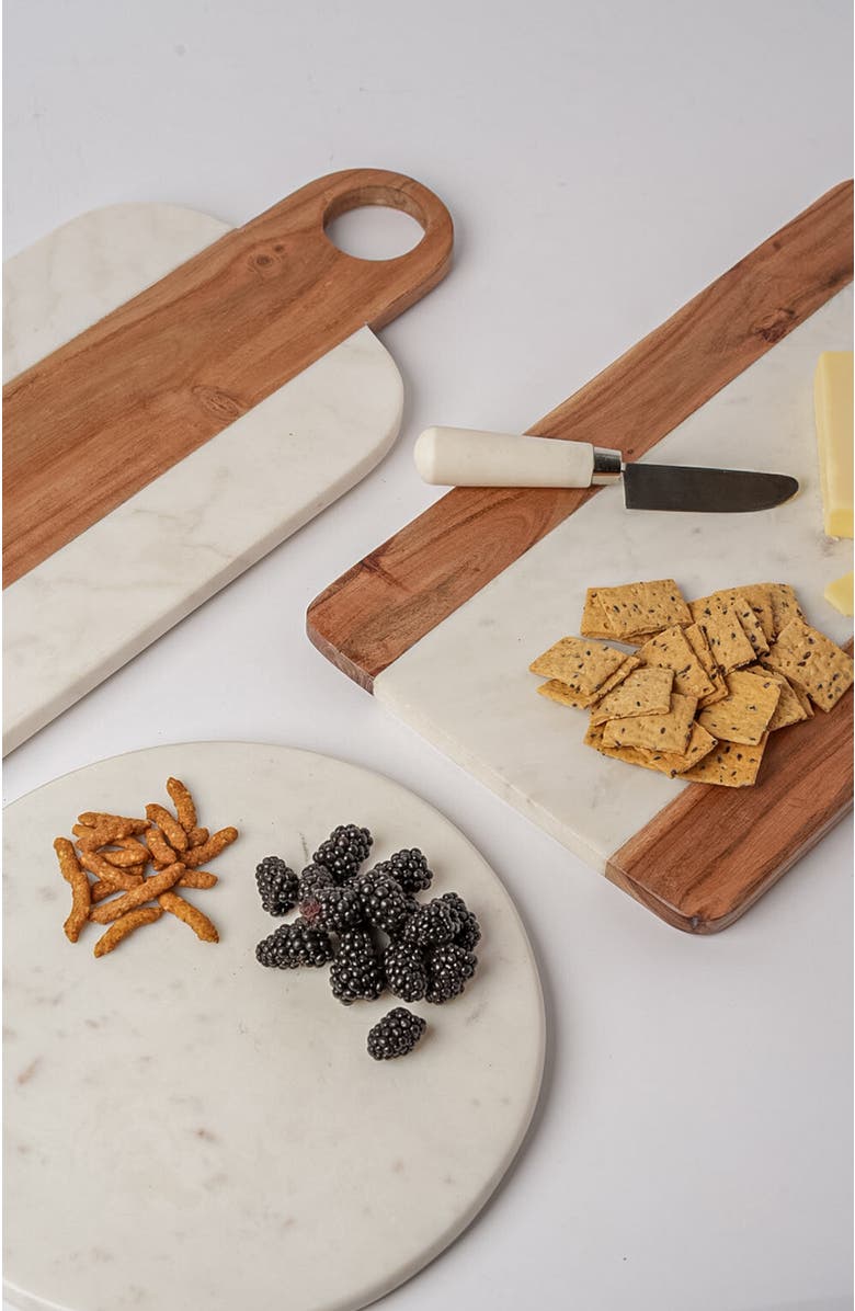 Verve Culture Marble Serving Board with Hole Handles, Alternate, color, Brown