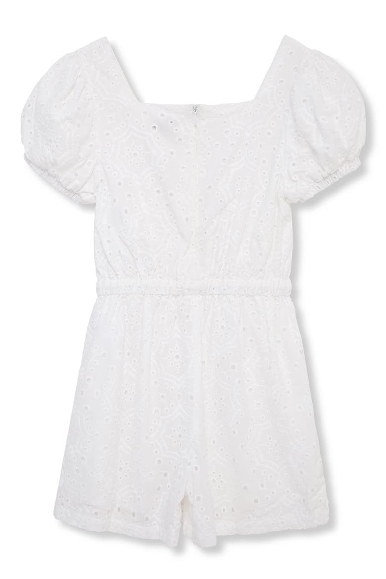 Kids' Eyelet Cotton Romper, Alternate, color, WHITE