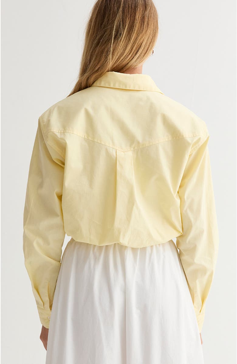 CRESCENT Poplin Bubble Hem Cropped Shirt, Alternate, color, White