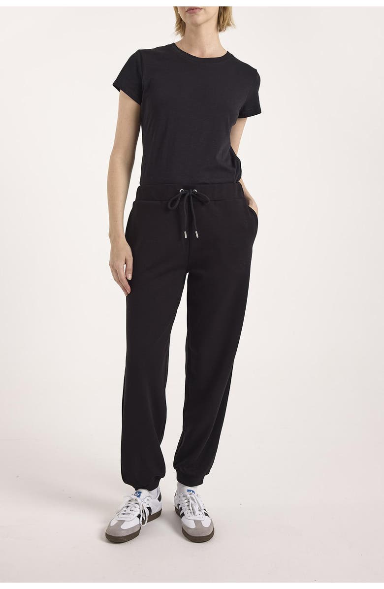 Brodie Pure Cashmere Piping Detail Jersey Cuffed Jogger, Alternate, color, Black