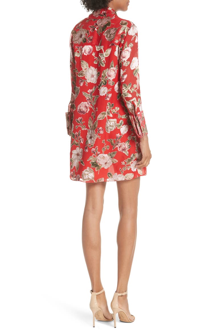 Gwenda Floral Paneled Tunic Dress, Alternate, color, HAZY FLORAL-POPPY