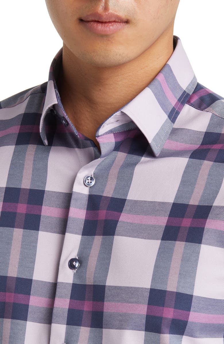 Stone Rose DRY TOUCH<sup>®</sup> Plaid Performance Button-Up Shirt, Alternate, color, Lavender