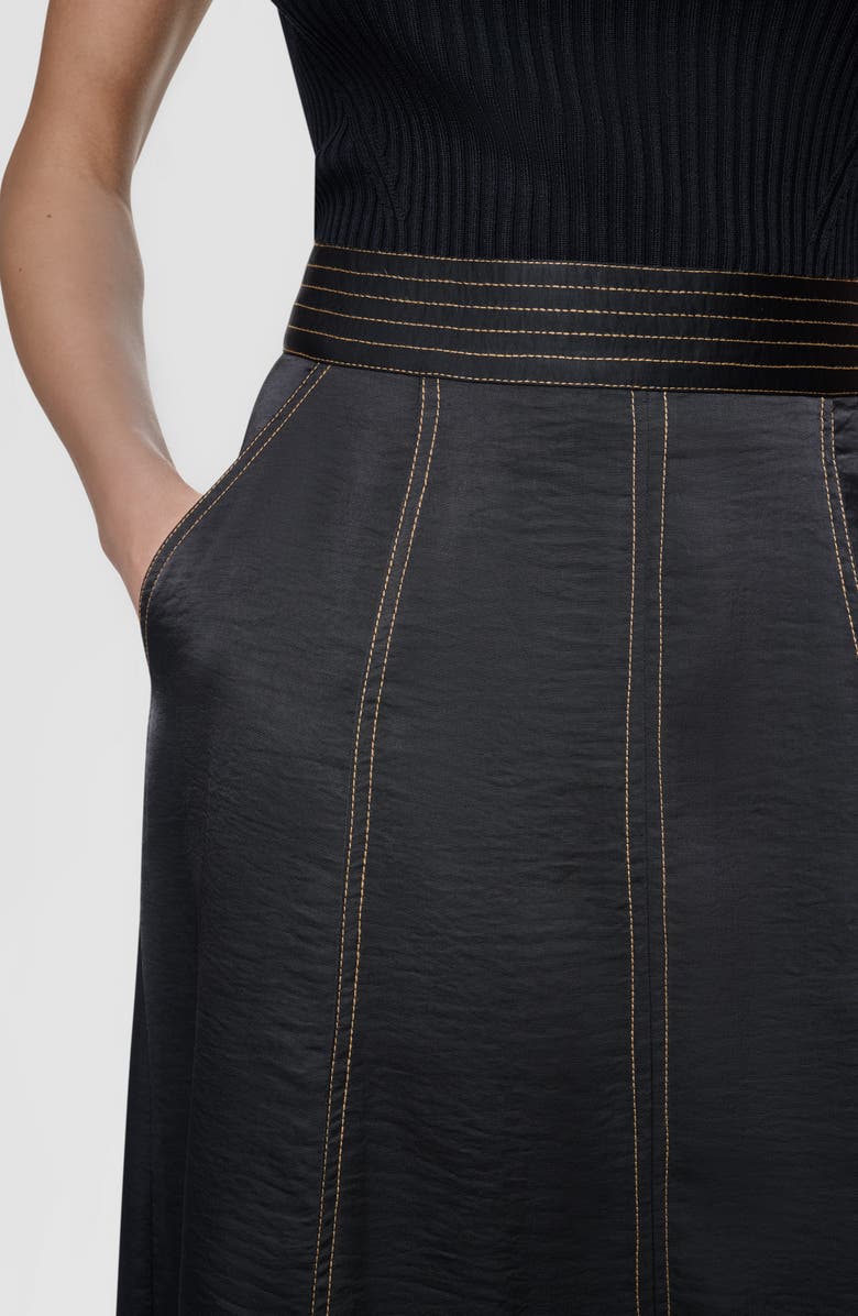 DKNY SPORTSWEAR Satin Midi Skirt, Alternate, color, Black
