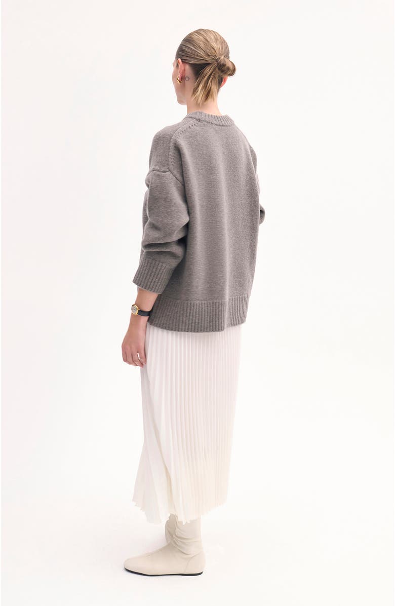 CO Pleated Elastic Waist Skirt in Stretch Crepe, Alternate, color,