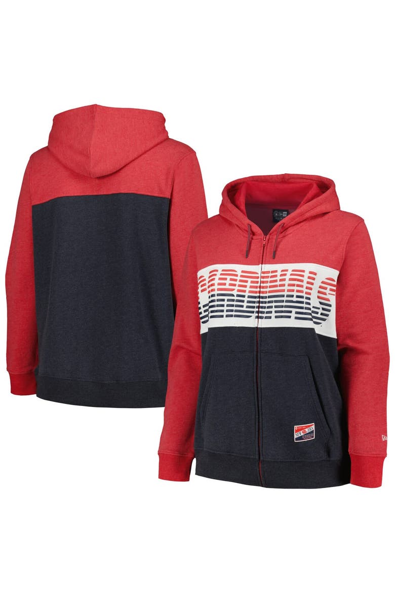 Women's New Era Red St. Louis Cardinals Plus Size Color Block Full-Zip Hoodie, Alternate, color, Red