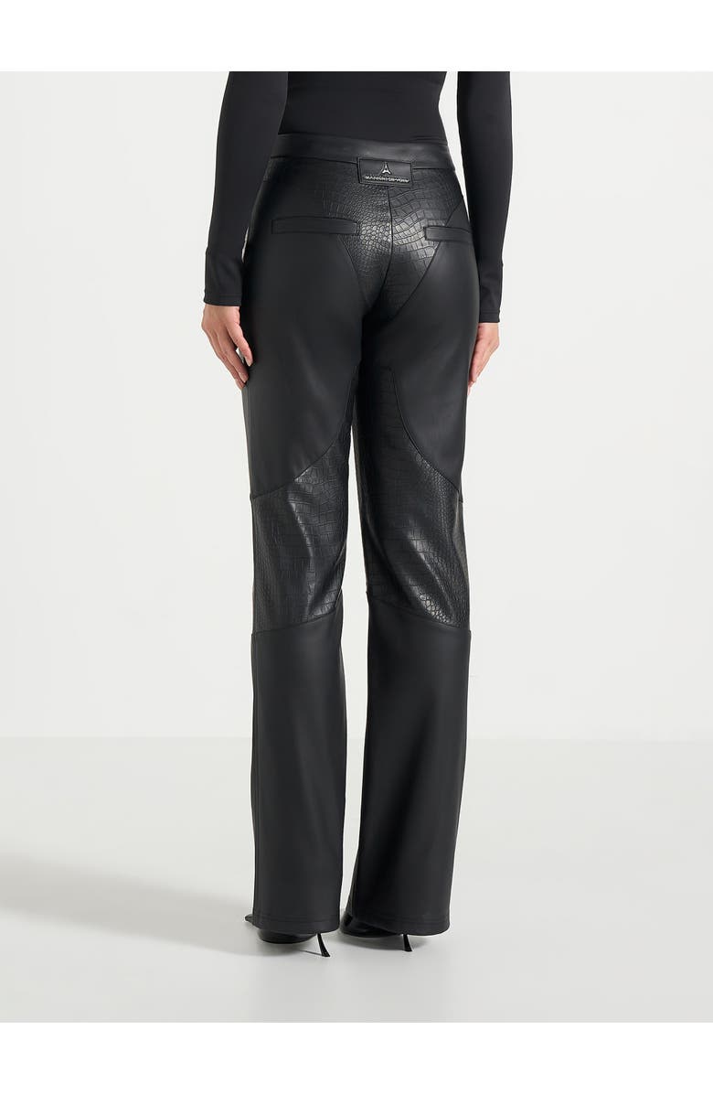 Manière De Voir Seren Croc Embossed Lace Up Trousers, Alternate, color, Black