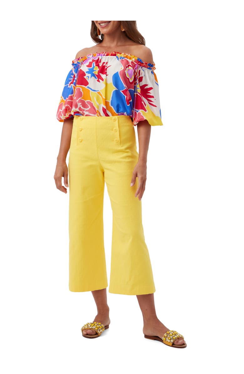 Trina Turk Saltie 2 Cropped Wide Leg Pant, Alternate, color, Lavandou Lemon