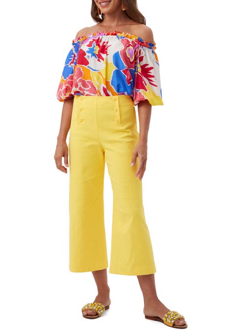 Trina Turk Saltie 2 Cropped Wide Leg Pant In Lavandou Lemon