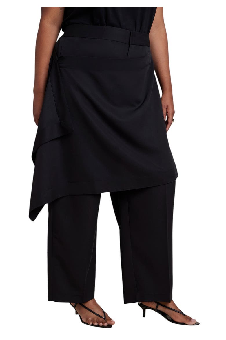 Skirt Overlay Wide Leg Pant (plus), Main, color, BLACK ONYX