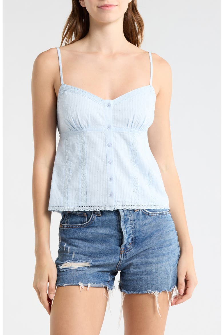 Button Front Baby Doll Tank Top, Main, color, BLUE BIRD