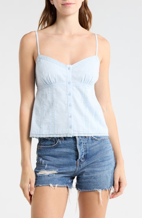 Button Front Baby Doll Tank Top