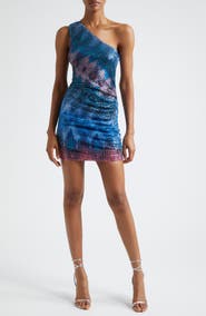 Ramy Brook Kathreen Sequin Chevron One-Shoulder Minidress