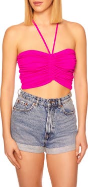 Susana Monaco Ruched Crop Halter Top