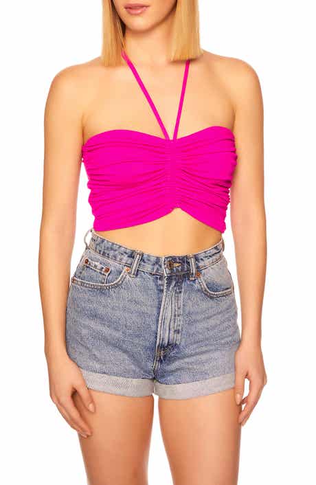 Susana Monaco Ruched Crop Halter Top