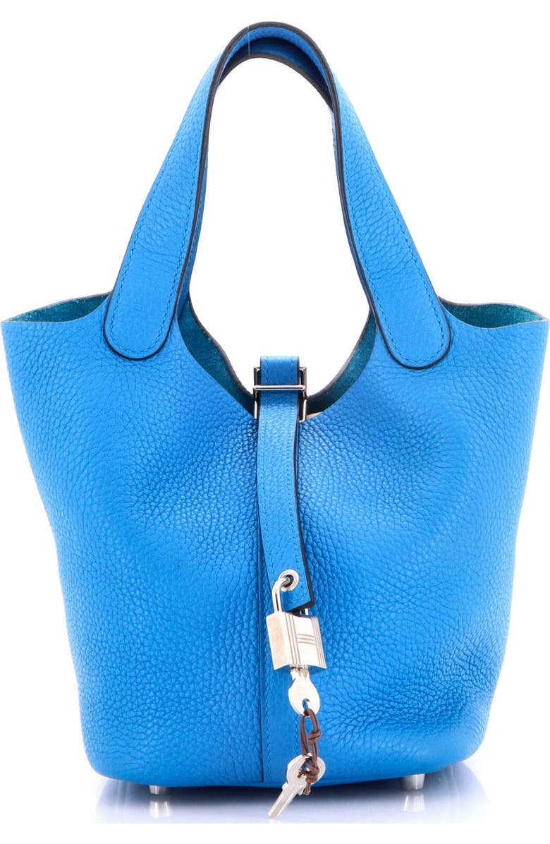 Pre-Owned Hermes Picotin Lock Bag Clemence PM, Main, color, Bleu Zanzibar