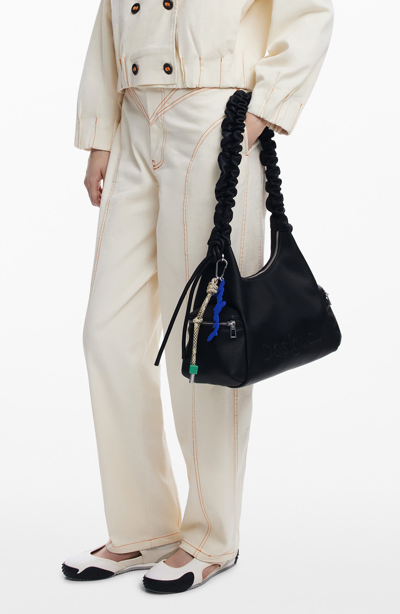 Desigual Faux Leather Shoulder Bag, Alternate, color, Black