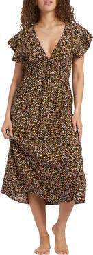 Billabong Picnic Date Floral Shirred Dress