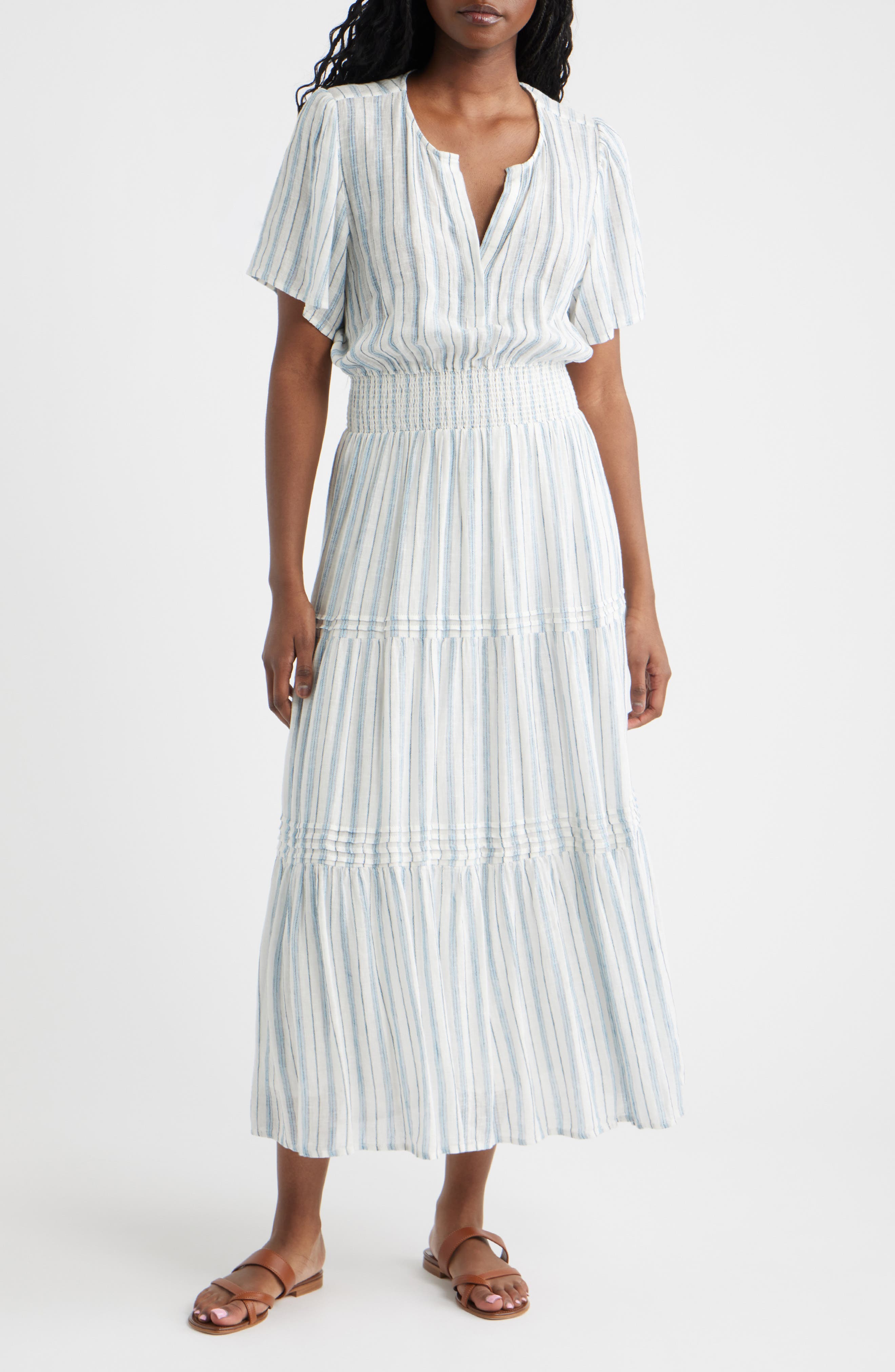 Cannes Stripe Linen Blend Dress