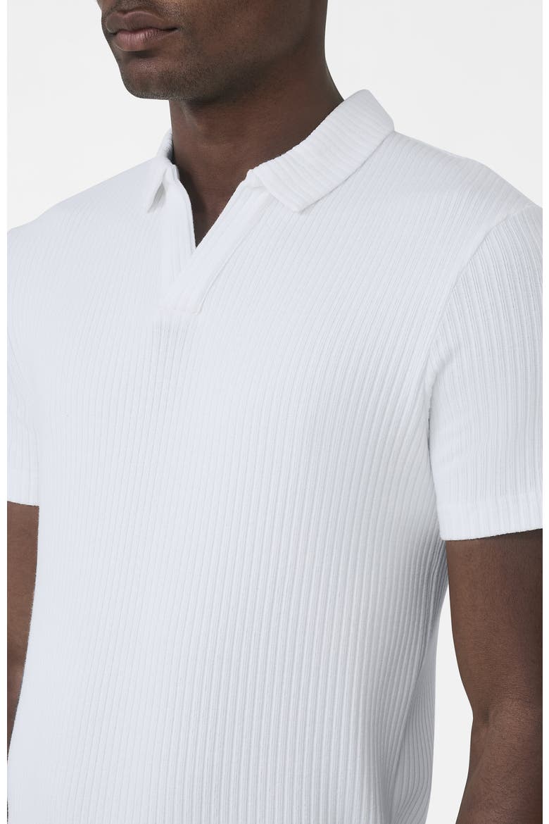 Elysee Slim Ribbed Revere Polo, Alternate, color, White