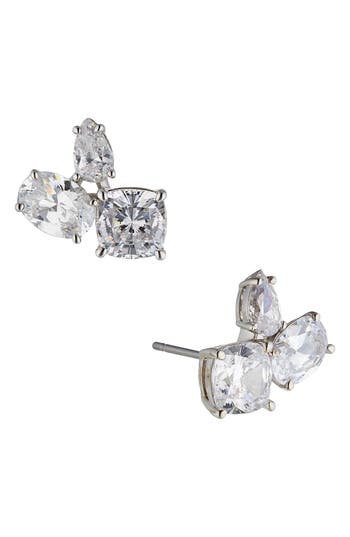 Nadri Shine On Cluster Stud Earrings In Silver