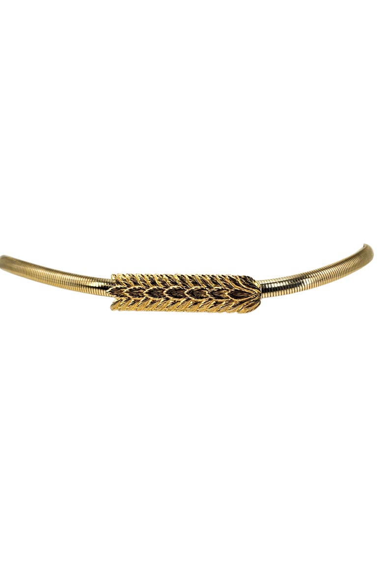 Vintage 1970s Goldtone Wheat Pattern Stretch Snake Belt, Alternate, color, Gold
