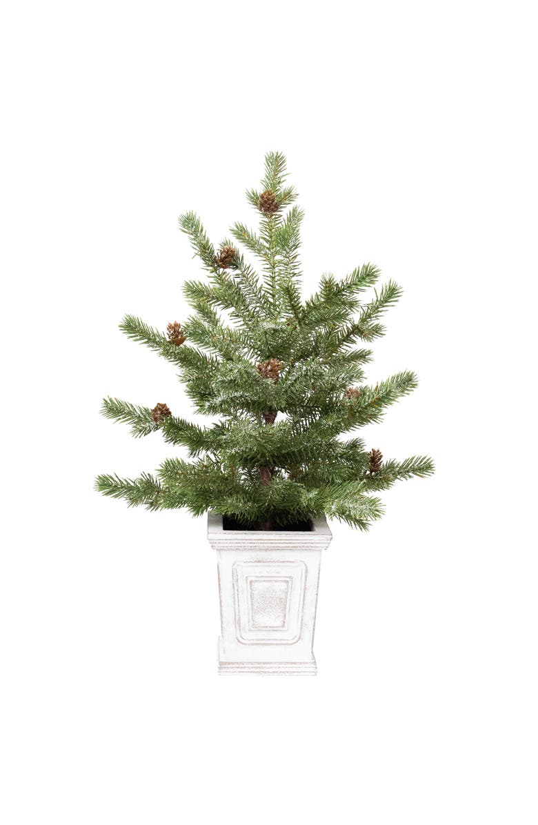 Northlight Lightly Flocked Pine Potted Artificial Christmas Tree with Pinecones - 22" - Unlit, Main, color, Green