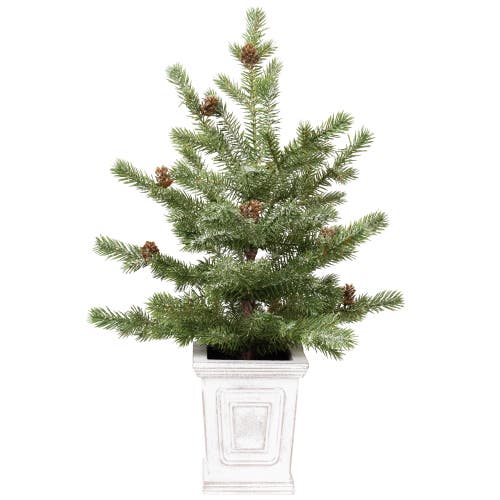 Northlight Lightly Flocked Pine Potted Artificial Christmas Tree With Pinecones In Green