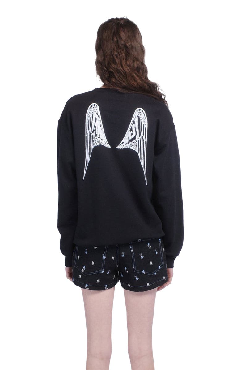 Anna Sui Wings Crew Neck Sweatshirt, Alternate, color, 