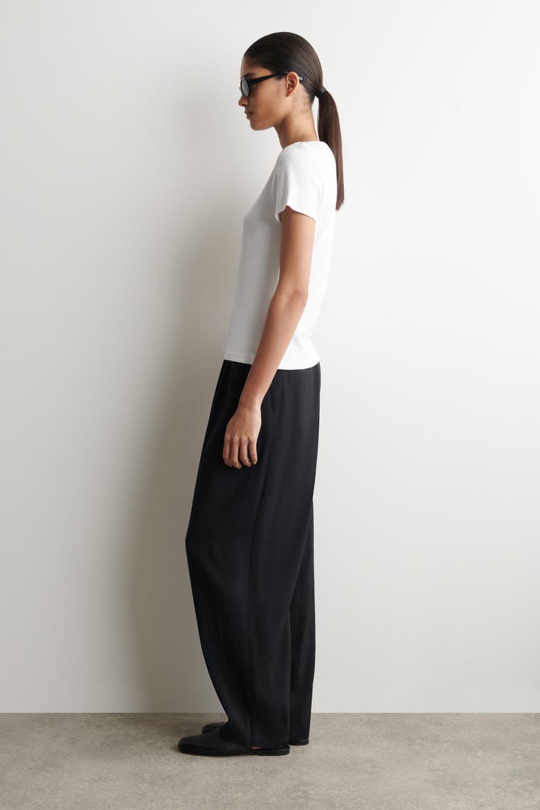Slim Boat-neck Cotton T-shirt, Alternate, color, WHITE