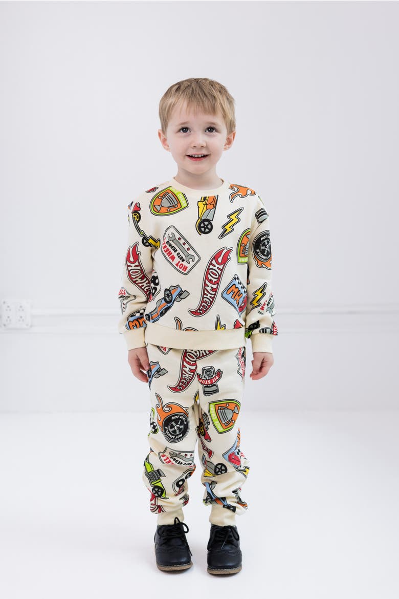 Fleece 2-Piece Sweatshirt and Pants Set, Alternate, color, Cream Multi