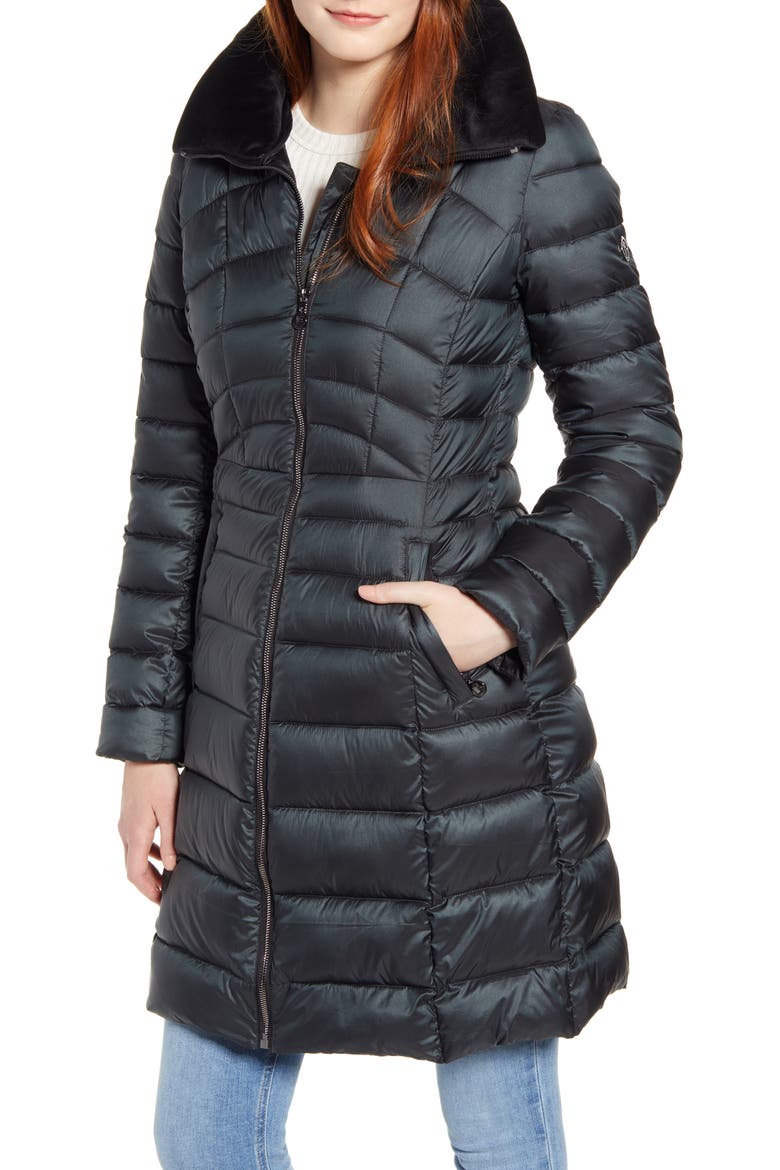 Water Resistant Packable Puffer Coat, Main, color, DARK JADE