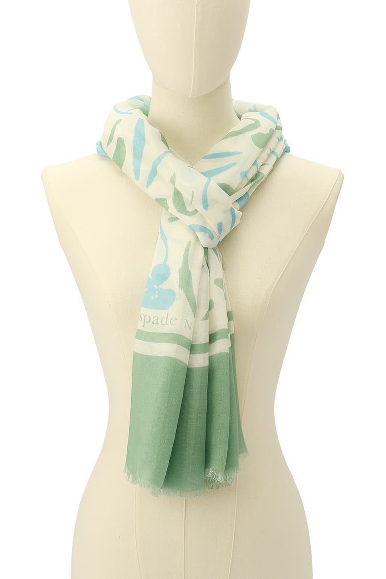 painters garden oblong scarf, Alternate, color, GREEN MULTI