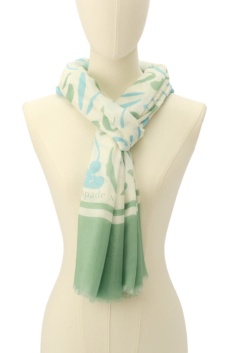 Kate Spade New York painters garden oblong scarf, Alternate, color, Green Multi