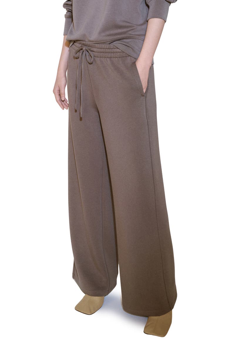 MANGO Elastic Waist Wide Leg Knit Pants, Main, color,