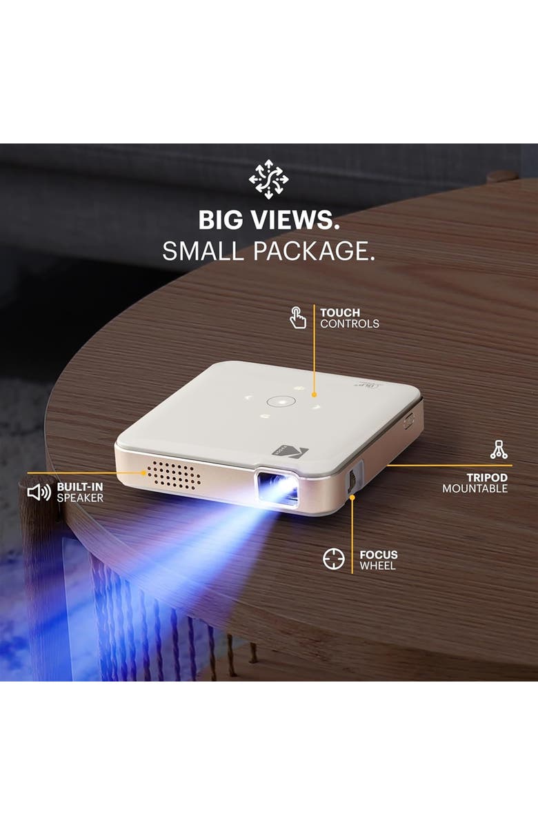 Kodak Luma 150 Pico Projector, Rechargeable Ultra Mini Projector with Travel Case & Tripod, Alternate, color, White