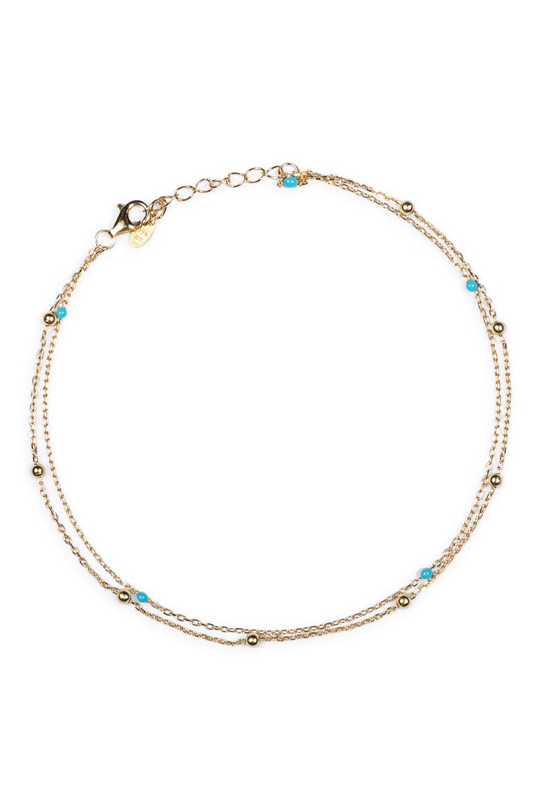 Double Strand Anklet, Main, color, GOLD