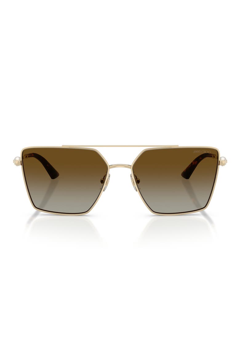 Joss 58mm Polarized Square Sunglasses, Main, color, PALE GOLD / POLAR BROWN