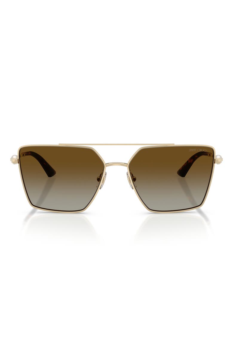 Jimmy Choo Joss 58mm Polarized Square Sunglasses, Main, color, Pale Gold / Polar Brown