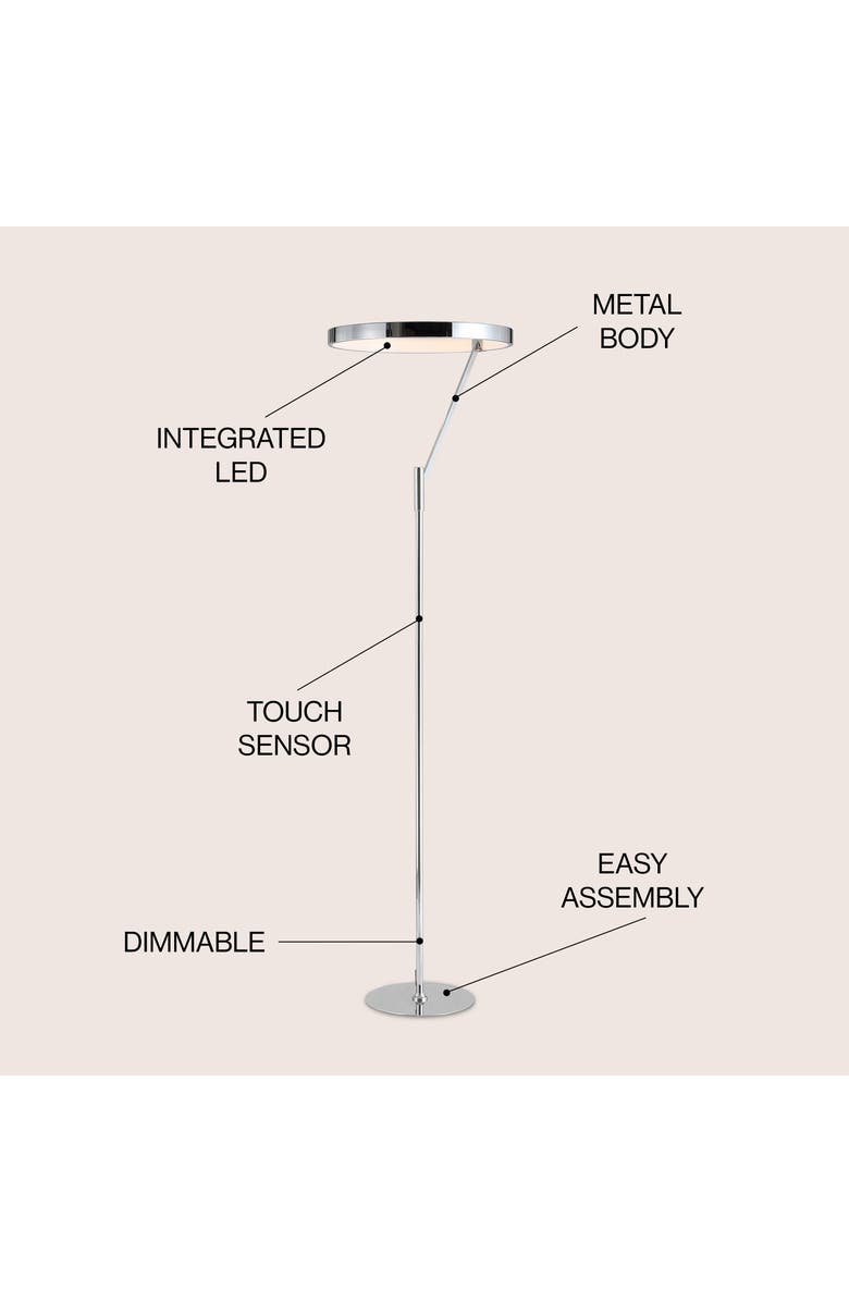 JONATHAN Y Owen 66.7" Integrated LED Metal Floor Lamp, Alternate, color, Chrome