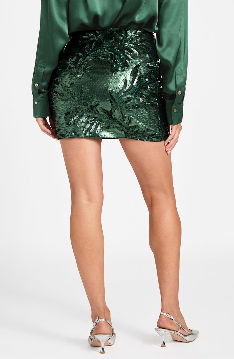 Marciano Daisy Sequin Miniskirt, Alternate, color, Green