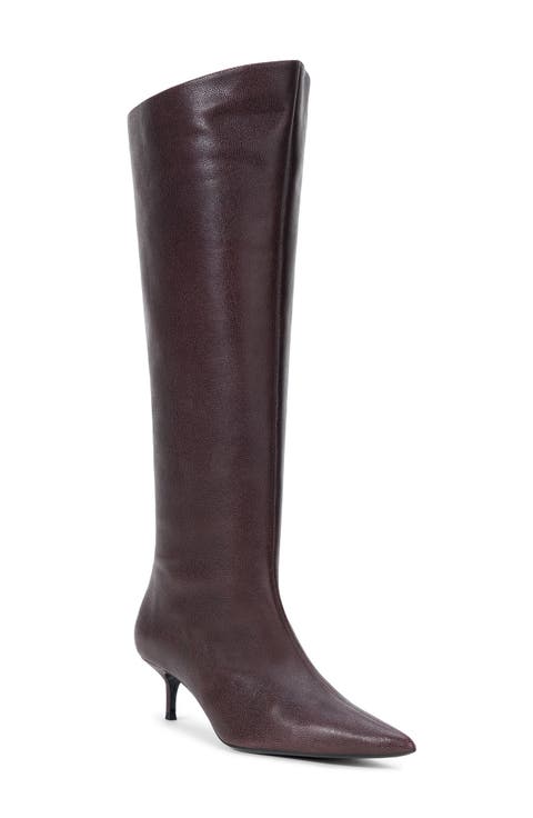 Sebastian Pointed Toe Kitten Heel Knee-High Boot (Women)