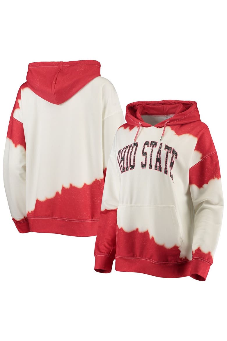 Women's Gameday Couture White/Scarlet Ohio State Buckeyes For the Fun Double Dip-Dyed Pullover Hoodie, Main, color, White