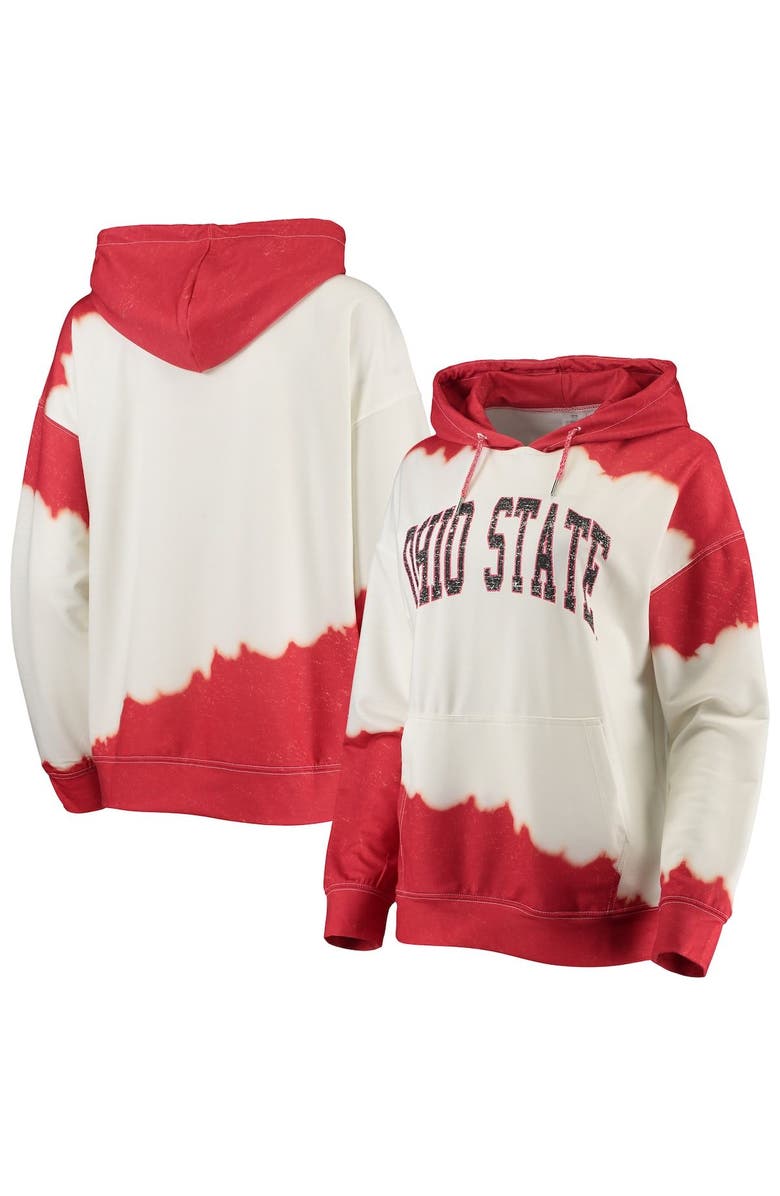 GAMEDAY COUTURE Women's Gameday Couture White/Scarlet Ohio State Buckeyes For the Fun Double Dip-Dyed Pullover Hoodie, Main, color,